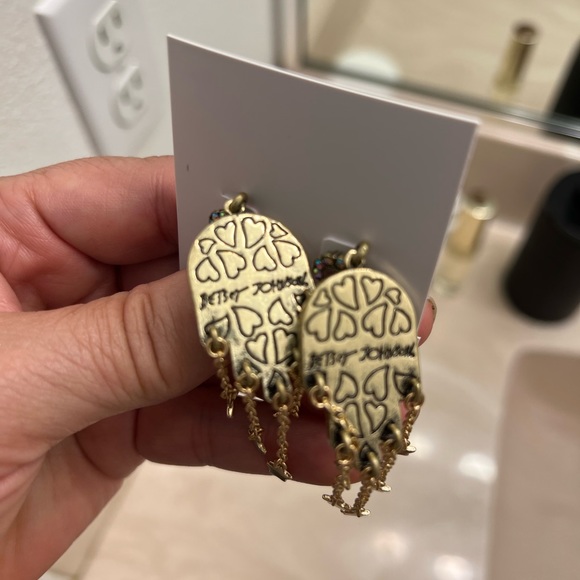 Betsey Johnson evil eye dangle earrings NWT - Picture 4 of 5